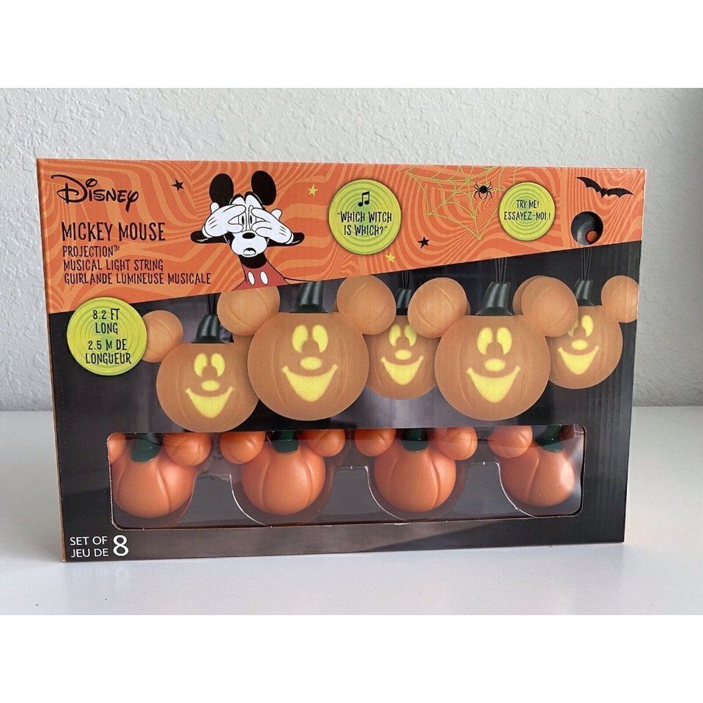 Disney Halloween Mickey Mouse Projection Musical Pumpkin Singing String Lights